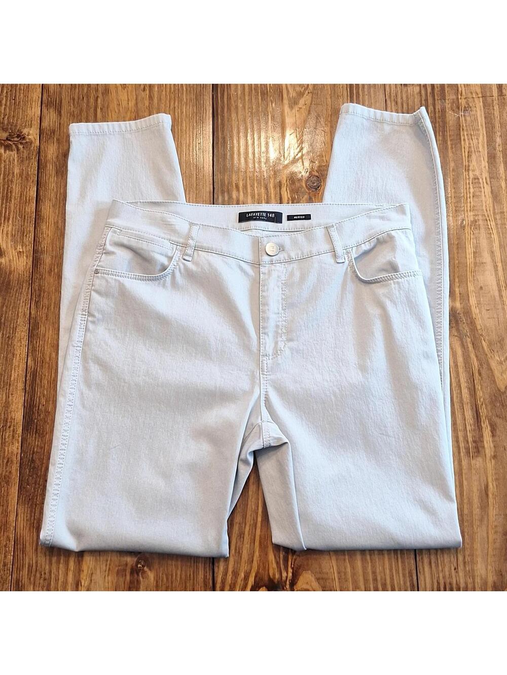 Lafayette 148 Mercer Light Blue Gray Casual Pant Size 6